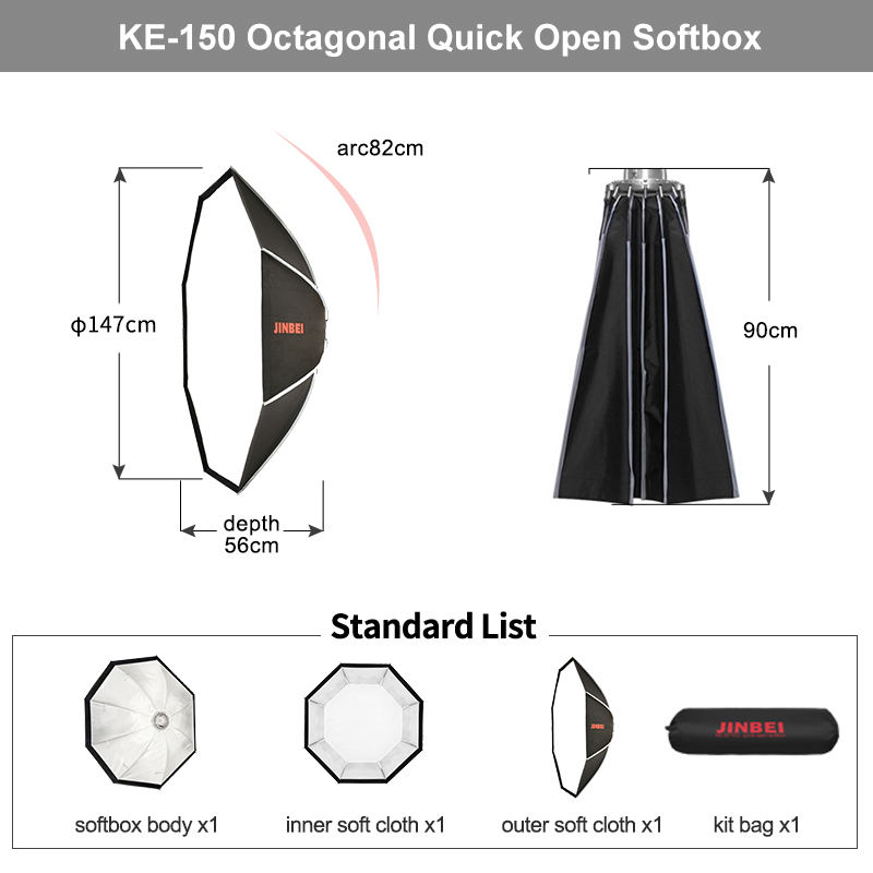 JINBEI KE- 150cm Quick Set-up  - Photography Studio Lighting Set Up recension och pris